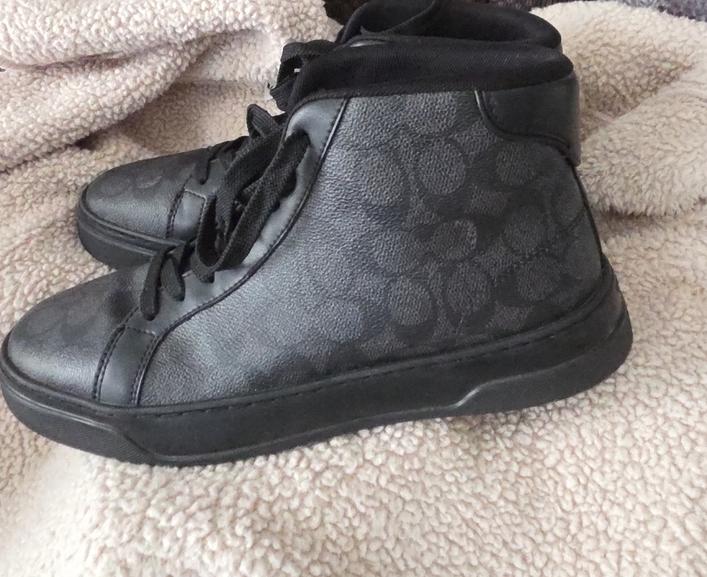 Coach Mens Black Signature High-Top Sneakers
